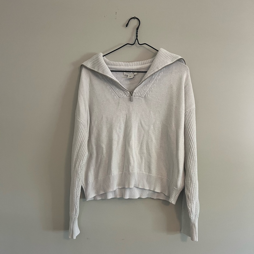 White Quarter-Zip Sweater